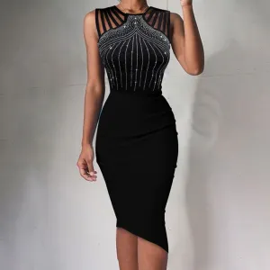 Rhinestone Sleeveless Cut Out Party Dress