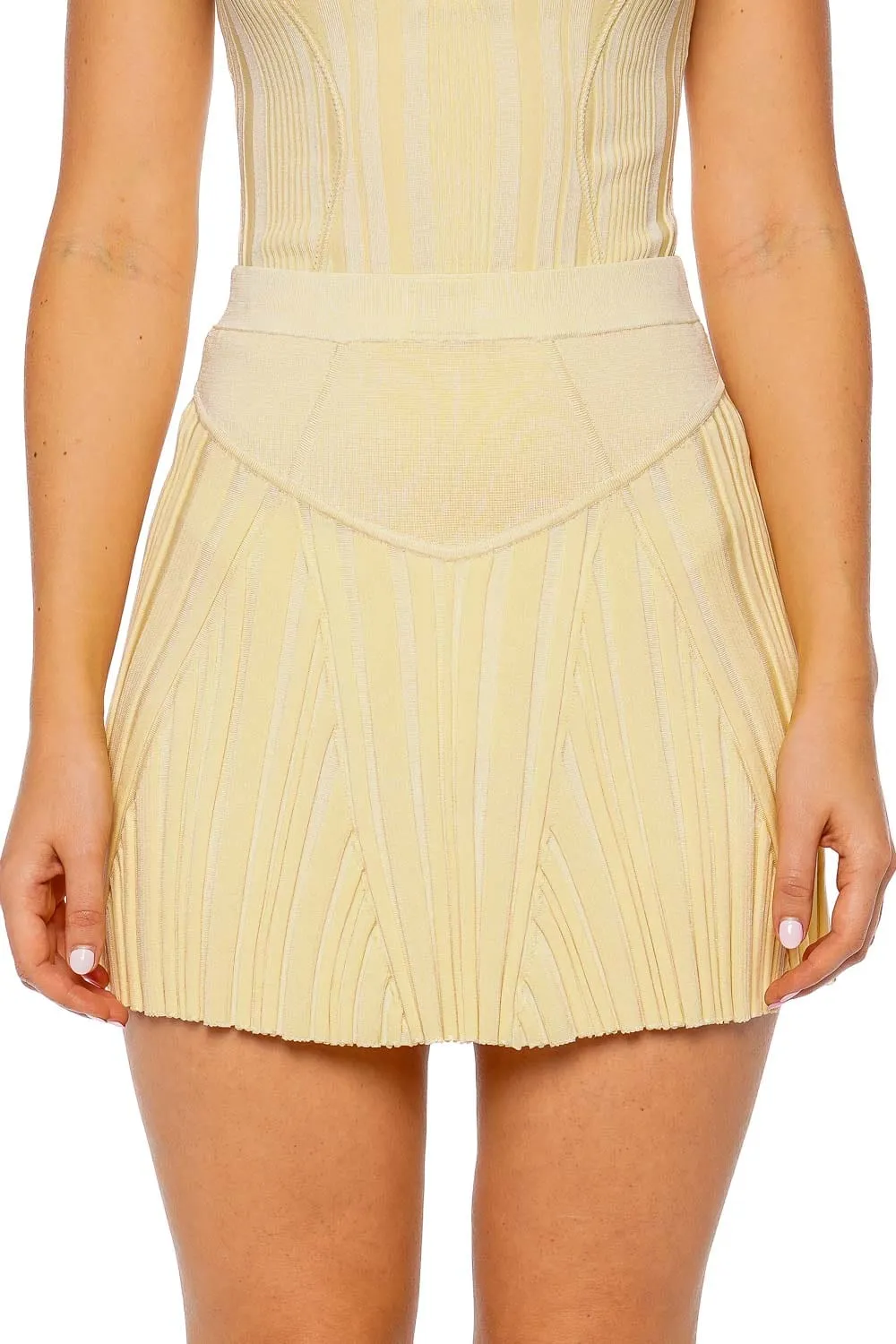 Ribbed Knit Flared Mini Skirt