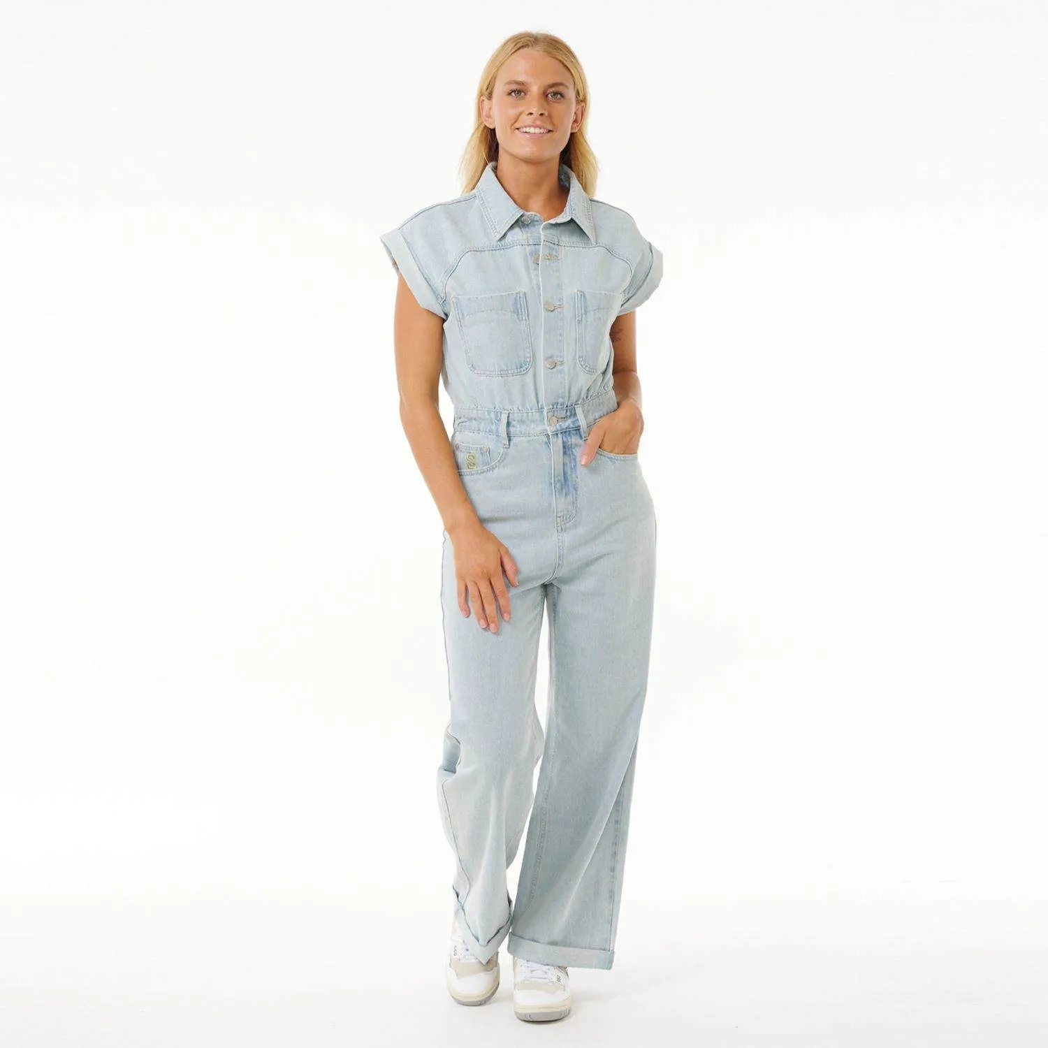 Rip Curl The Search Denim Boilersuit Light Blue