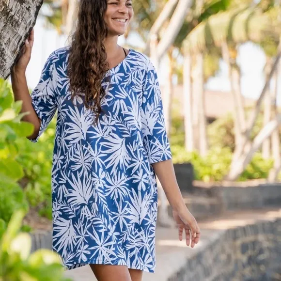 RipSkirt NWT Navy Tropical Palms Sleep Shirt Size XS (2/6)