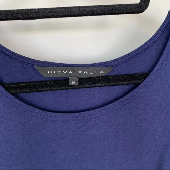 Ritva Falla Navy Blue Short Sleeve Dress Size M