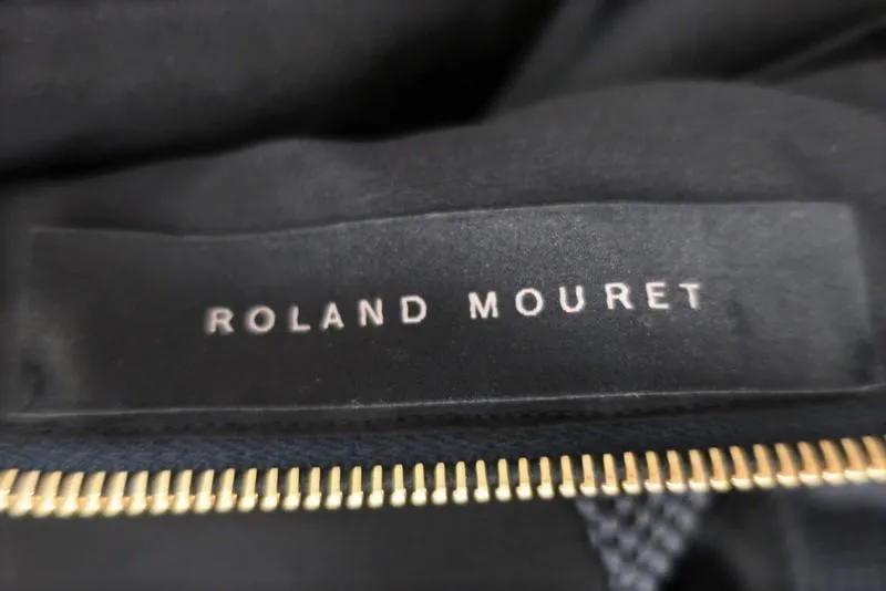 Roland Mouret Dress Navy/Black Cotton-Paneled Crepe Size US 4 Sleeveless Sheath