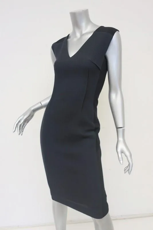 Roland Mouret Dress Navy/Black Cotton-Paneled Crepe Size US 4 Sleeveless Sheath