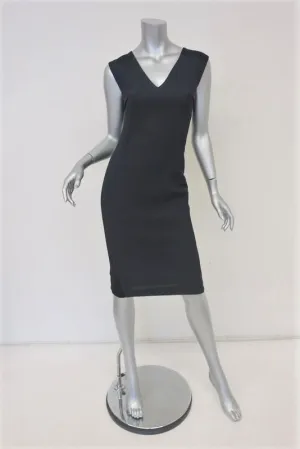 Roland Mouret Dress Navy/Black Cotton-Paneled Crepe Size US 4 Sleeveless Sheath