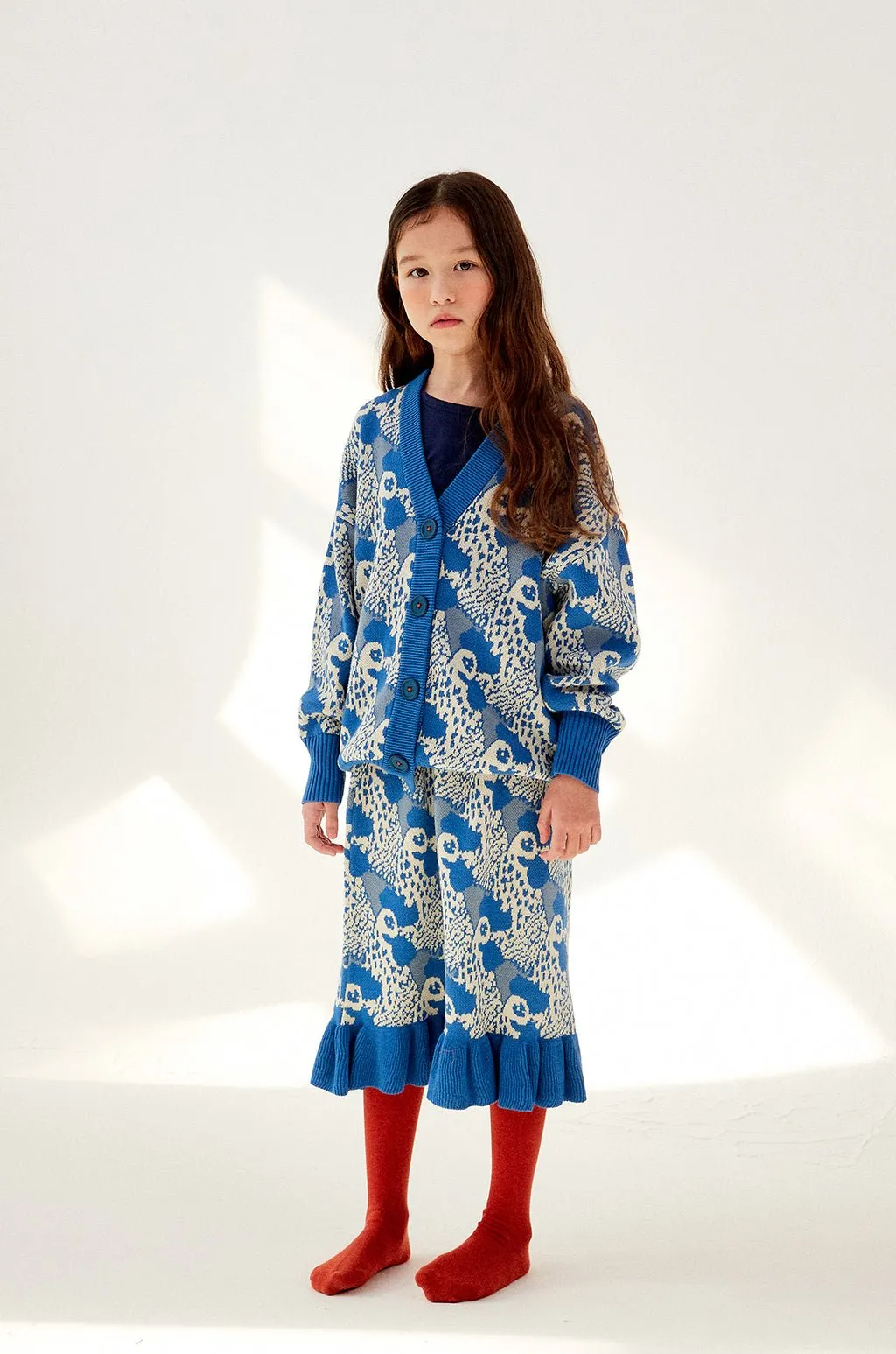 Rooster Knitted Ruffle Skirt by Momohanipopo *LAST PIECE 8 years*