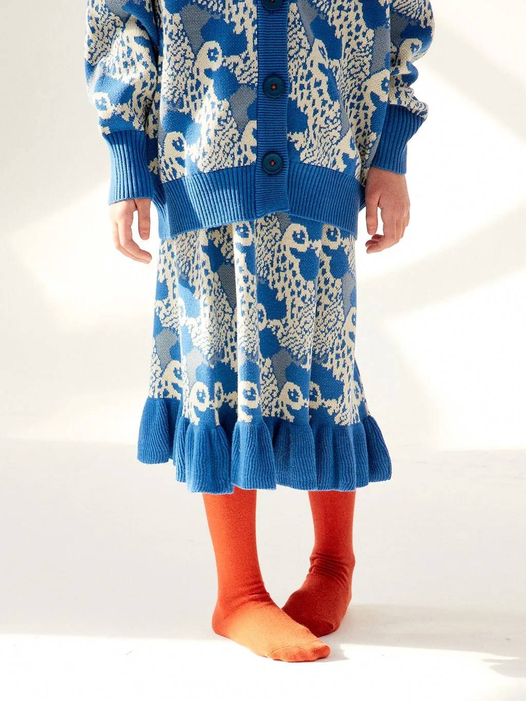 Rooster Knitted Ruffle Skirt by Momohanipopo *LAST PIECE 8 years*