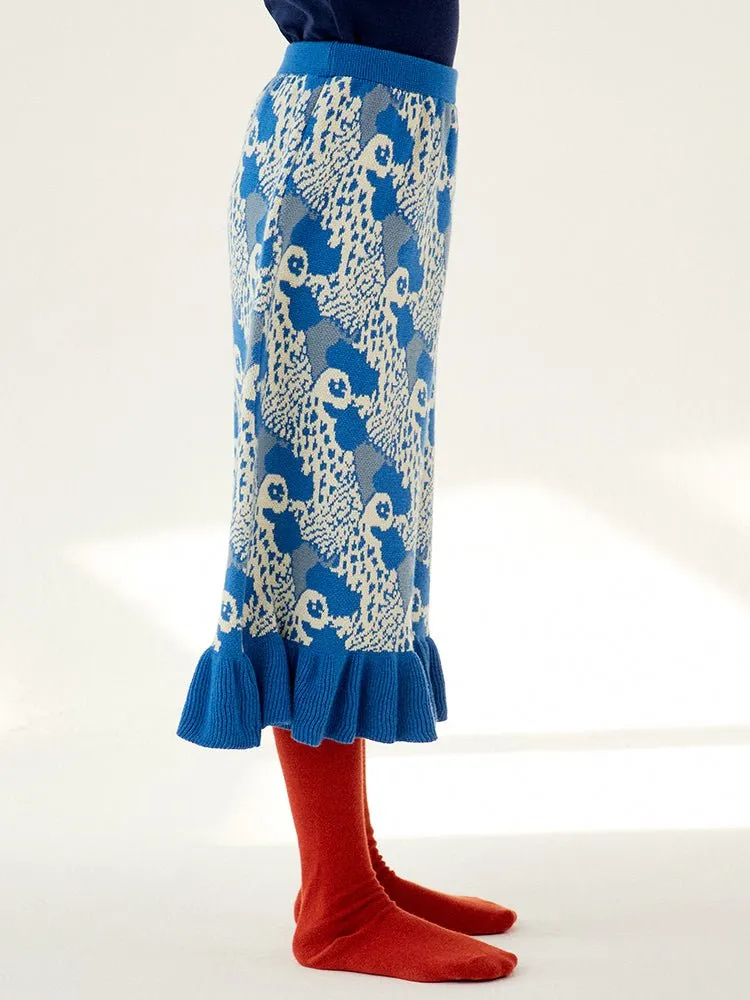 Rooster Knitted Ruffle Skirt by Momohanipopo *LAST PIECE 8 years*