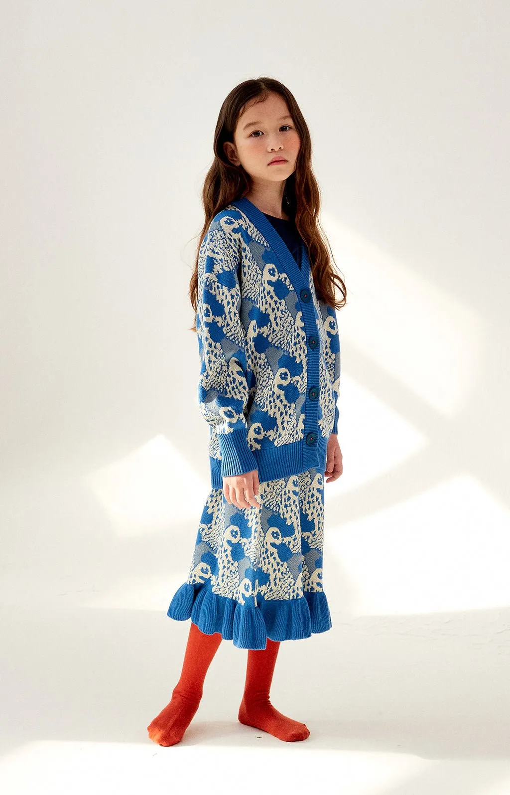 Rooster Knitted Ruffle Skirt by Momohanipopo *LAST PIECE 8 years*