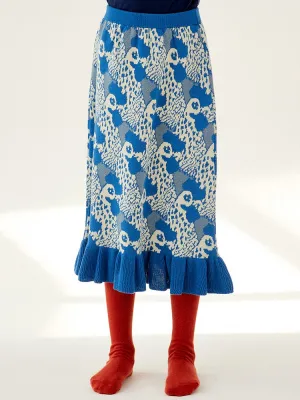 Rooster Knitted Ruffle Skirt by Momohanipopo *LAST PIECE 8 years*