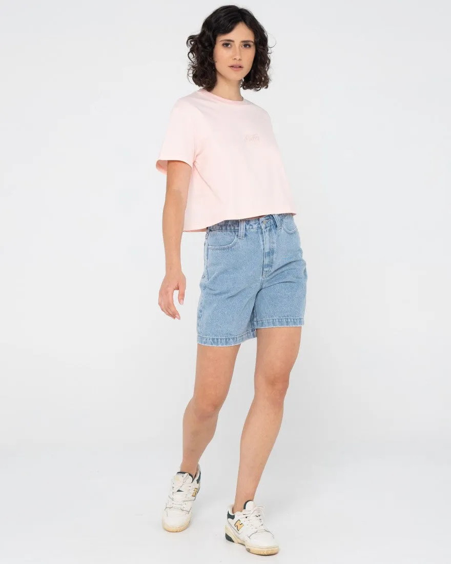 Rusty Script Relaxed Fit Crop Tee