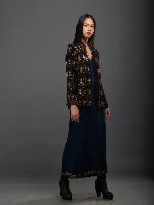 Sanskar by Sonam Dubal - Indigo Crepe Paneled Crush Dress