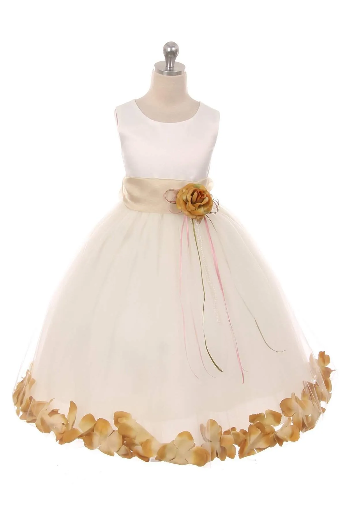 Satin Flower Petal Dress Ivory