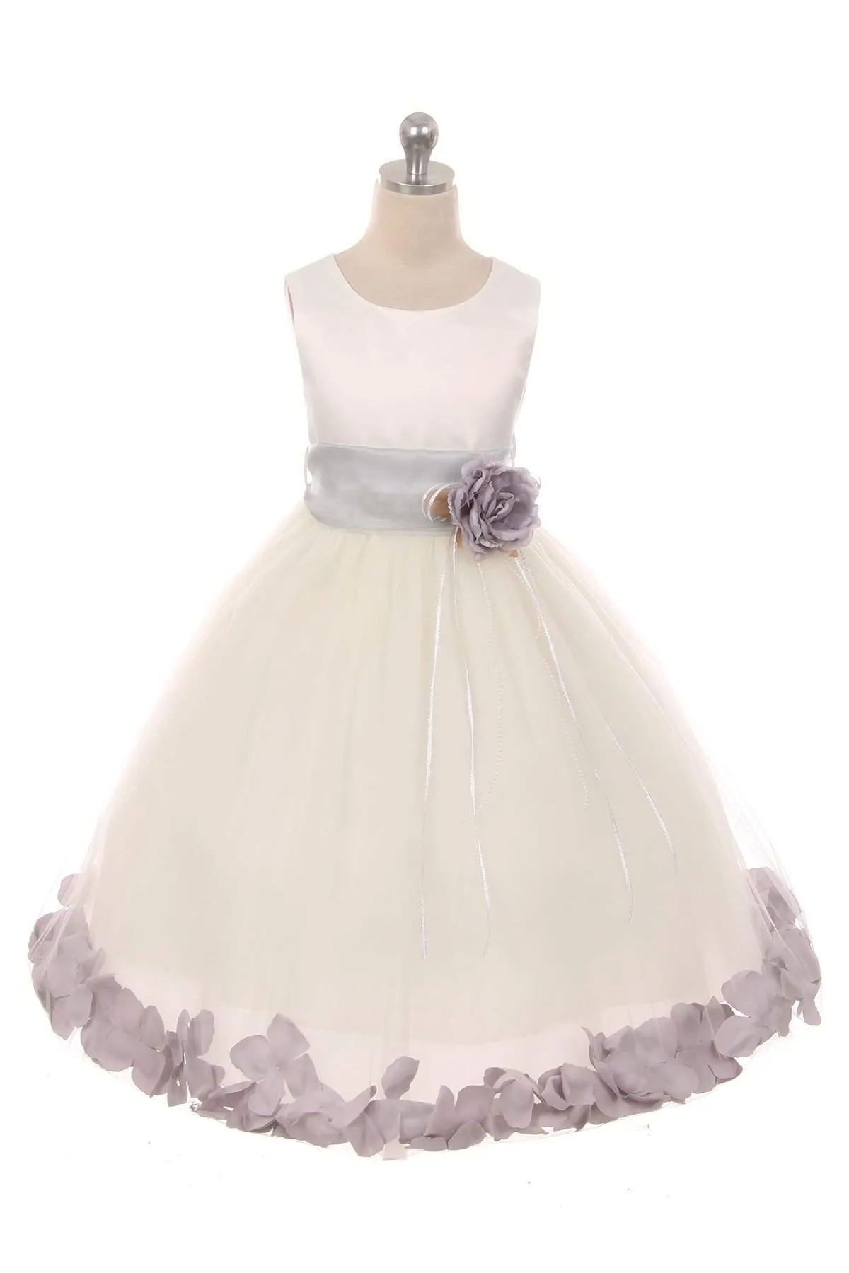 Satin Flower Petal Dress Ivory