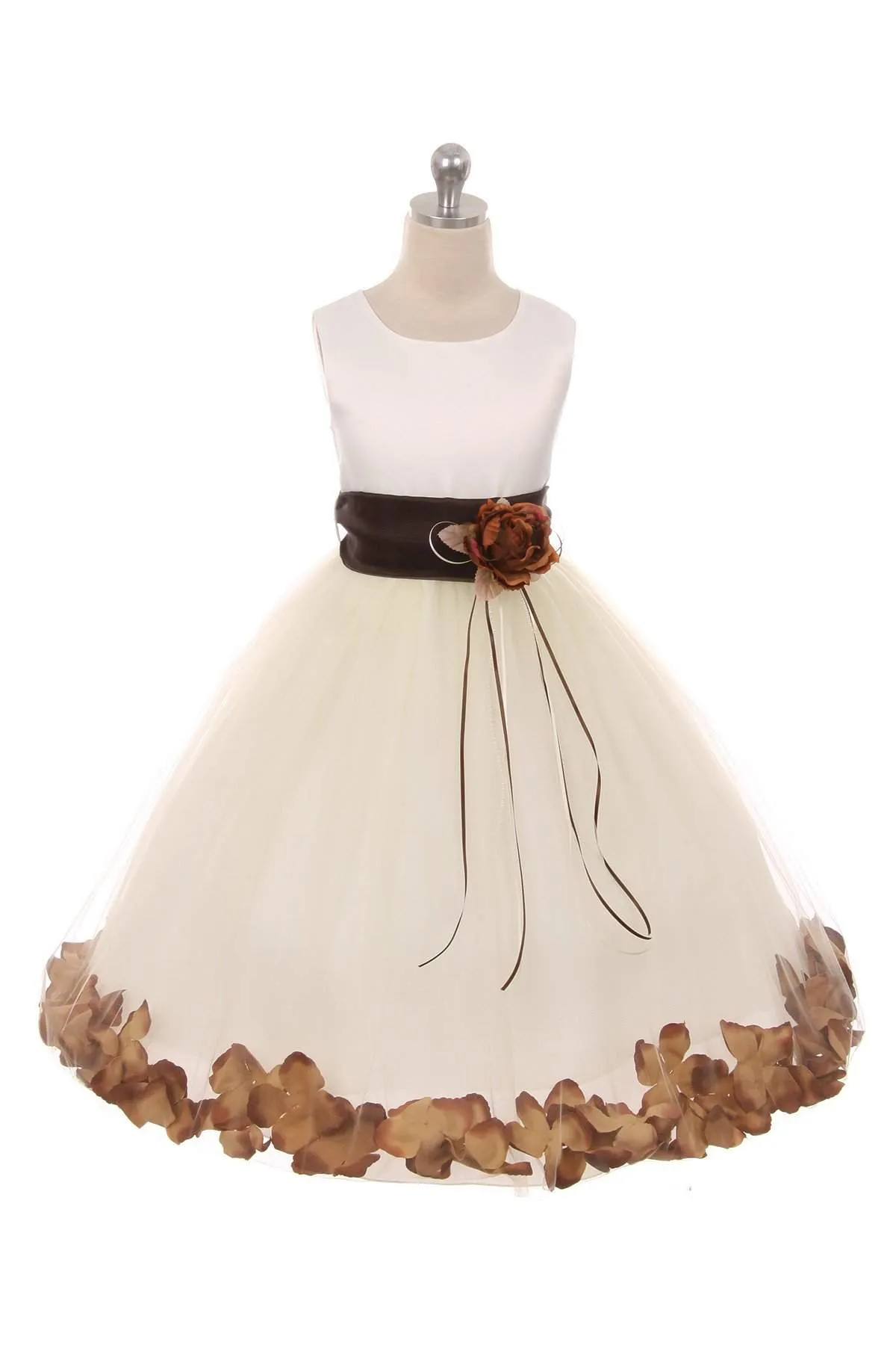 Satin Flower Petal Dress Ivory