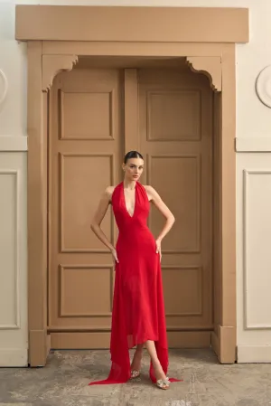 Scarlet halter flowy dress