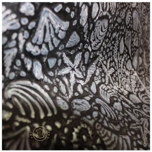 Sea Life Embossed Leather Black Silver : Leather 3 .5- 4.0 oz. | 1.4 - 1.6 mm - Leather for Projects - Seahorses, star, shell