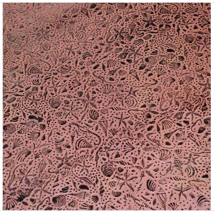Sea Life Embossed Leather Tan Brown : Leather 3 - 3.5 oz. | 1.4 - 1.6 mm - Leather for Projects - Seahorses, star, shell