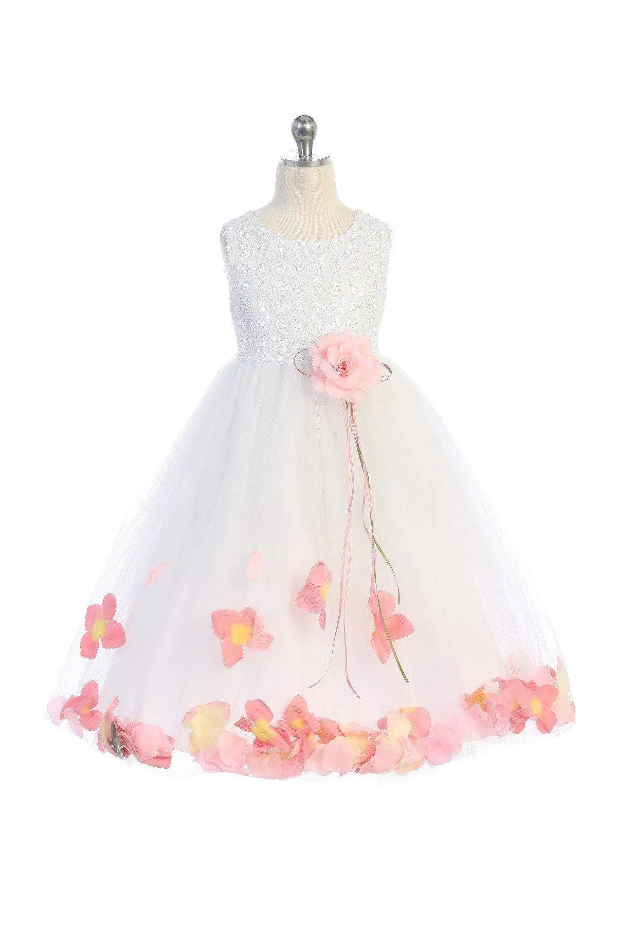 Sequin Top Petal Dress White