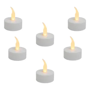 Set de candele cu LED-uri – 6 bucăți albe, cu iluminare intermitentă galbenă pentru interior