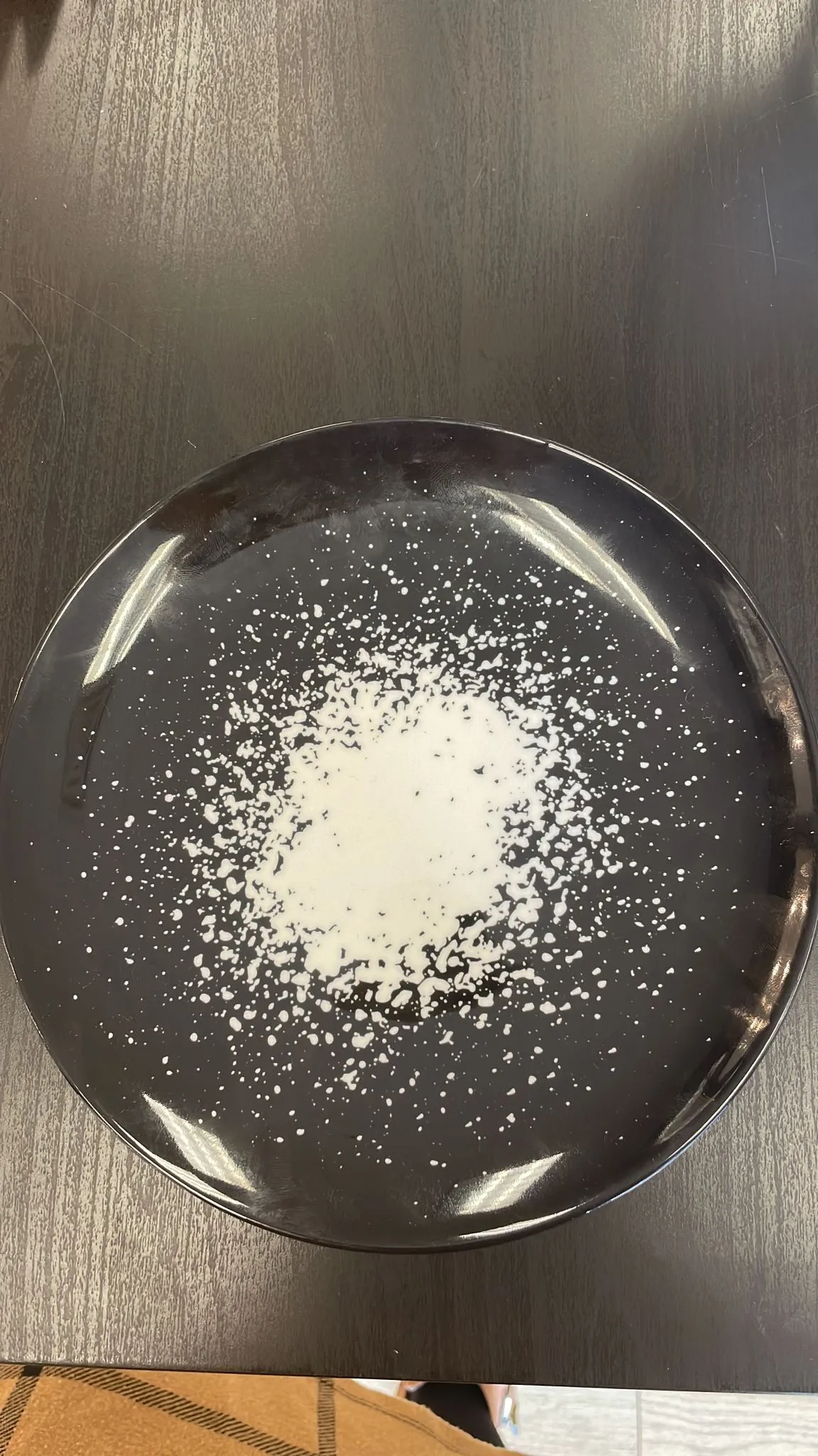 Set of 4 black dinner plate with white Design #13