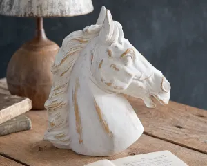 Short vintage-inspired cream horse head statue