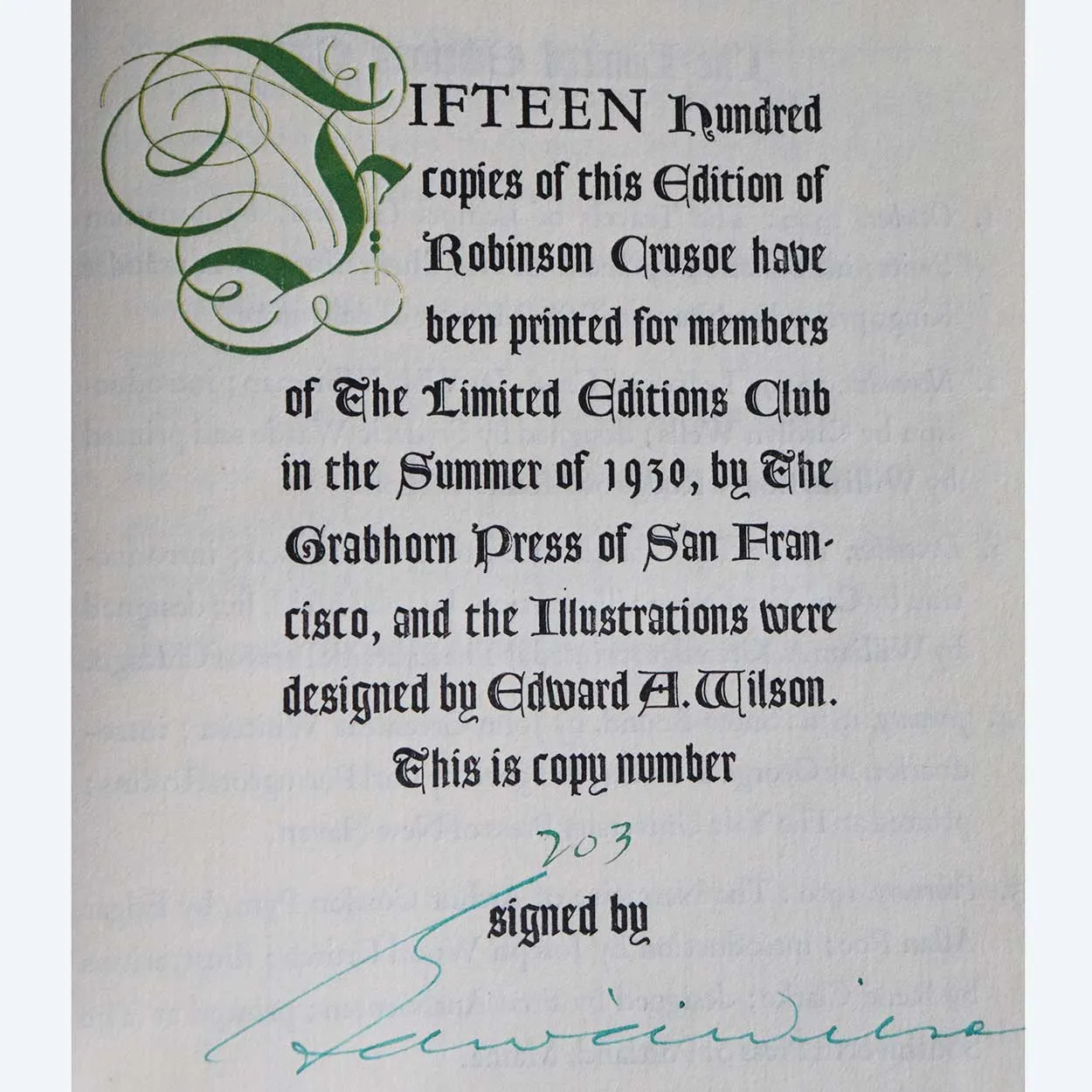 Signed Limited Edition Book: The Life and Strange Surprising Adventures of Robinson Crusoe by Daniel Defoe