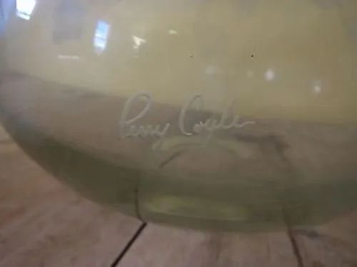 Signed Perry Coyle Crystal Glass Vase "Rainbird Spirit"