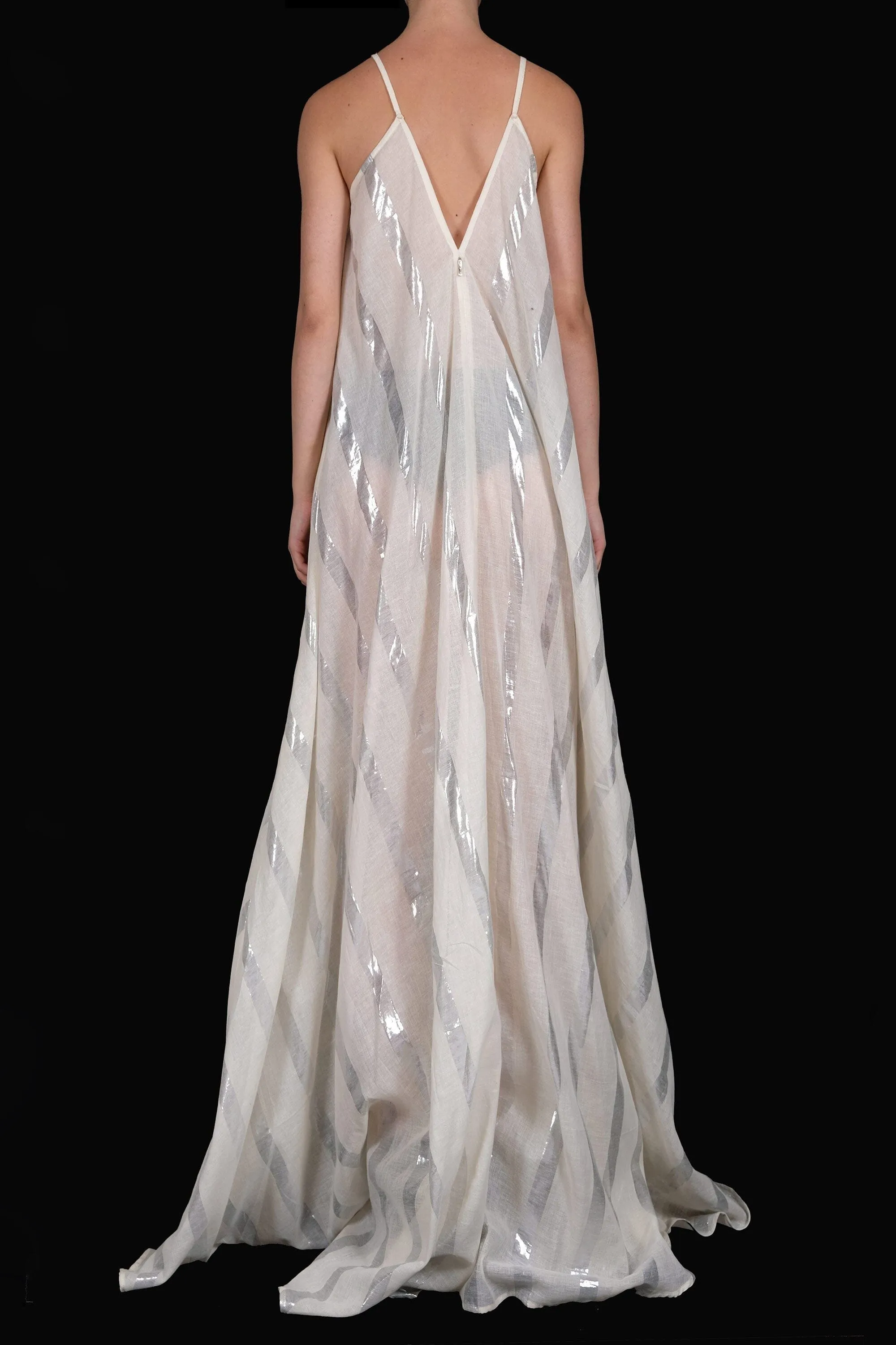 Silver Stripe Long Dress