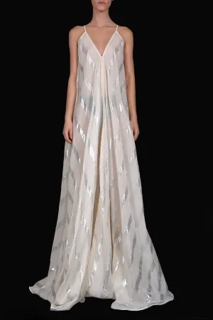Silver Stripe Long Dress