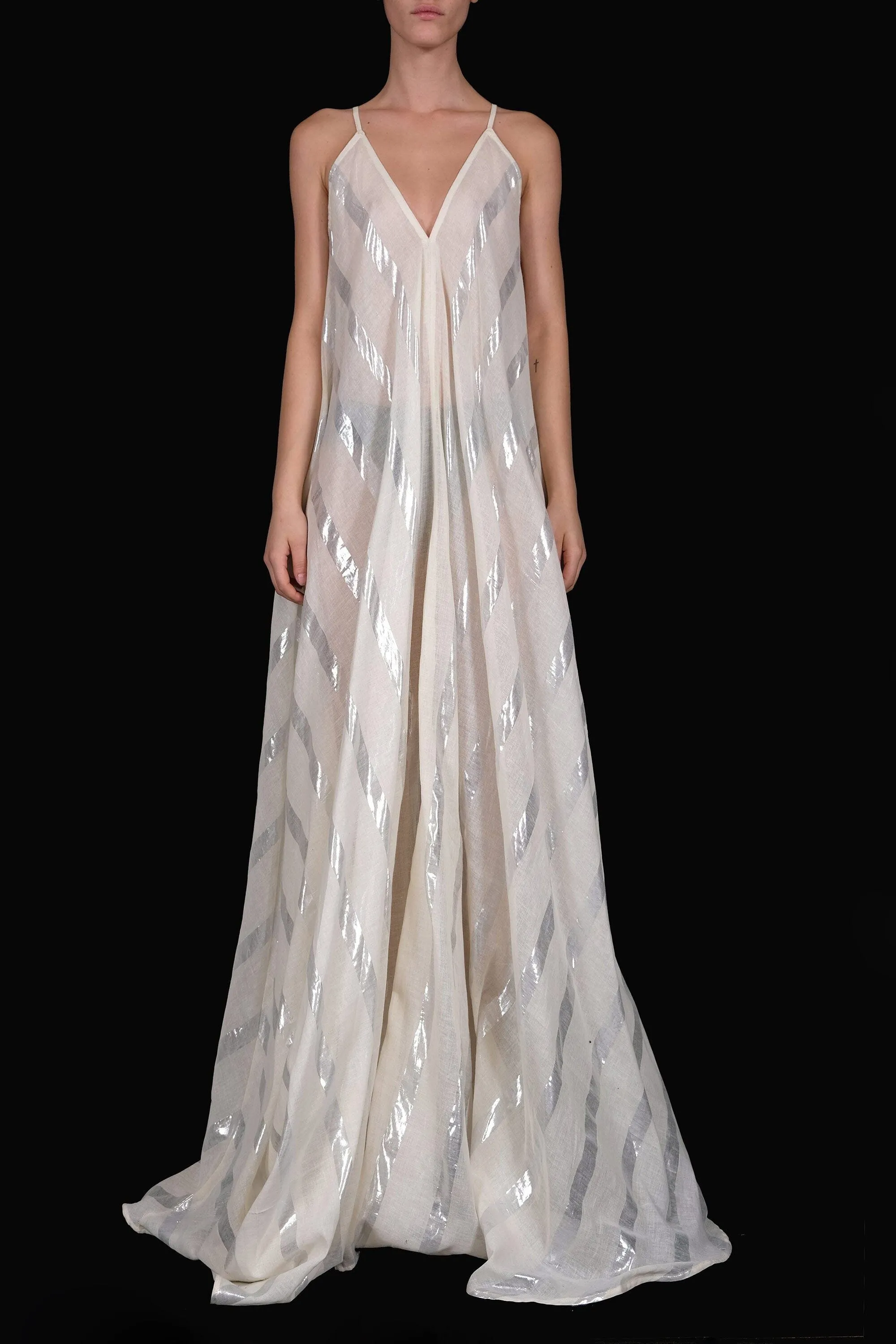 Silver Stripe Long Dress