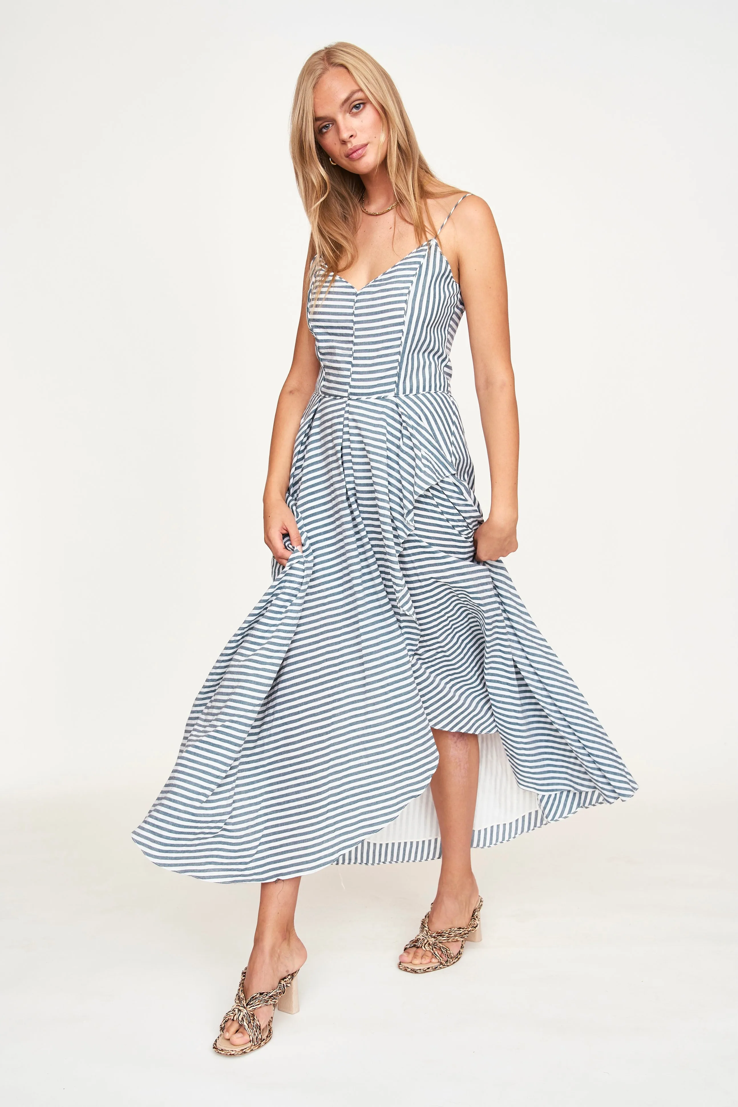 Singapore Dress in Ocean Stripe