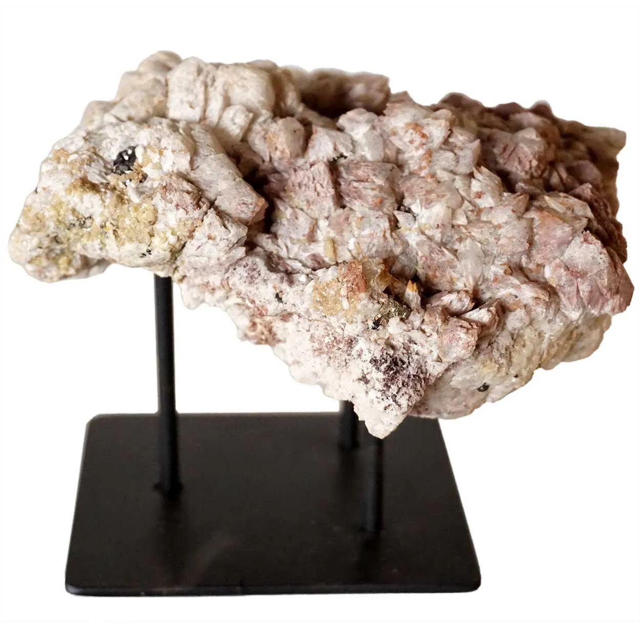 Small Crystal Rock Specimen with Custom Iron Stand