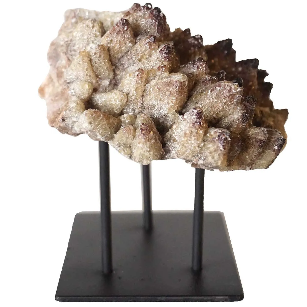 Small Crystal Rock Specimen with Custom Iron Stand