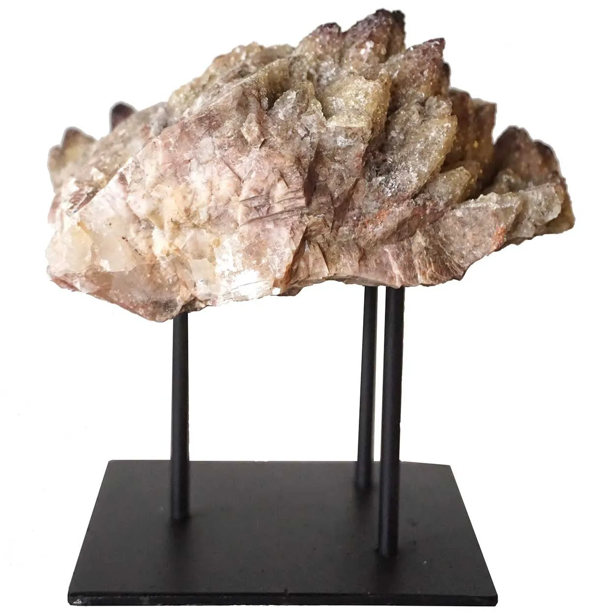 Small Crystal Rock Specimen with Custom Iron Stand