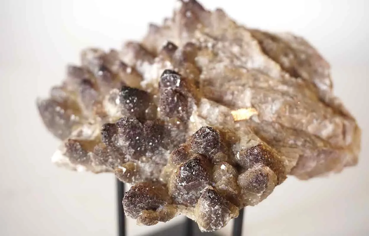 Small Crystal Rock Specimen with Custom Iron Stand