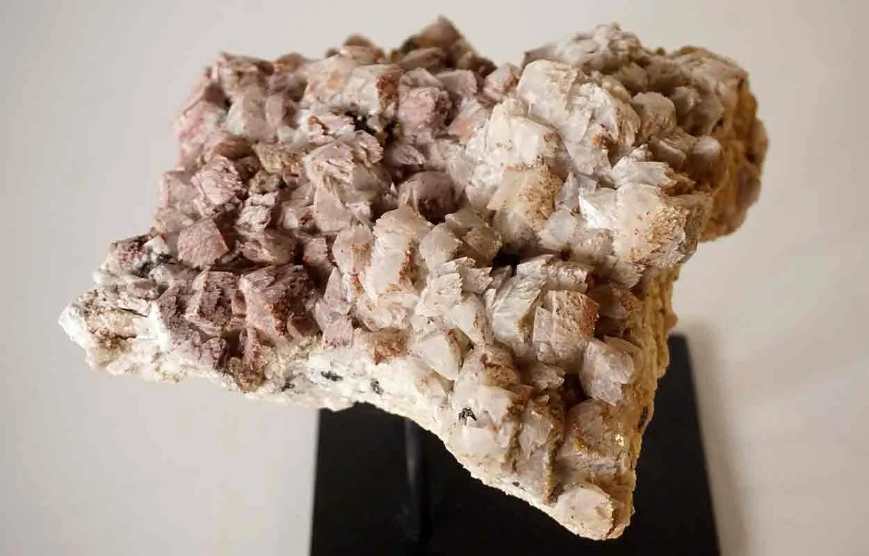 Small Crystal Rock Specimen with Custom Iron Stand