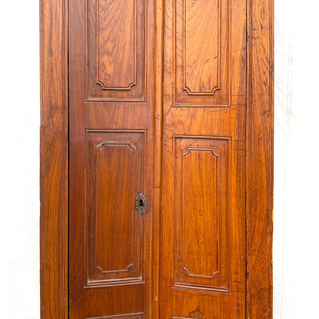 Small Indian Paneled Teak Haveli Window Shutters