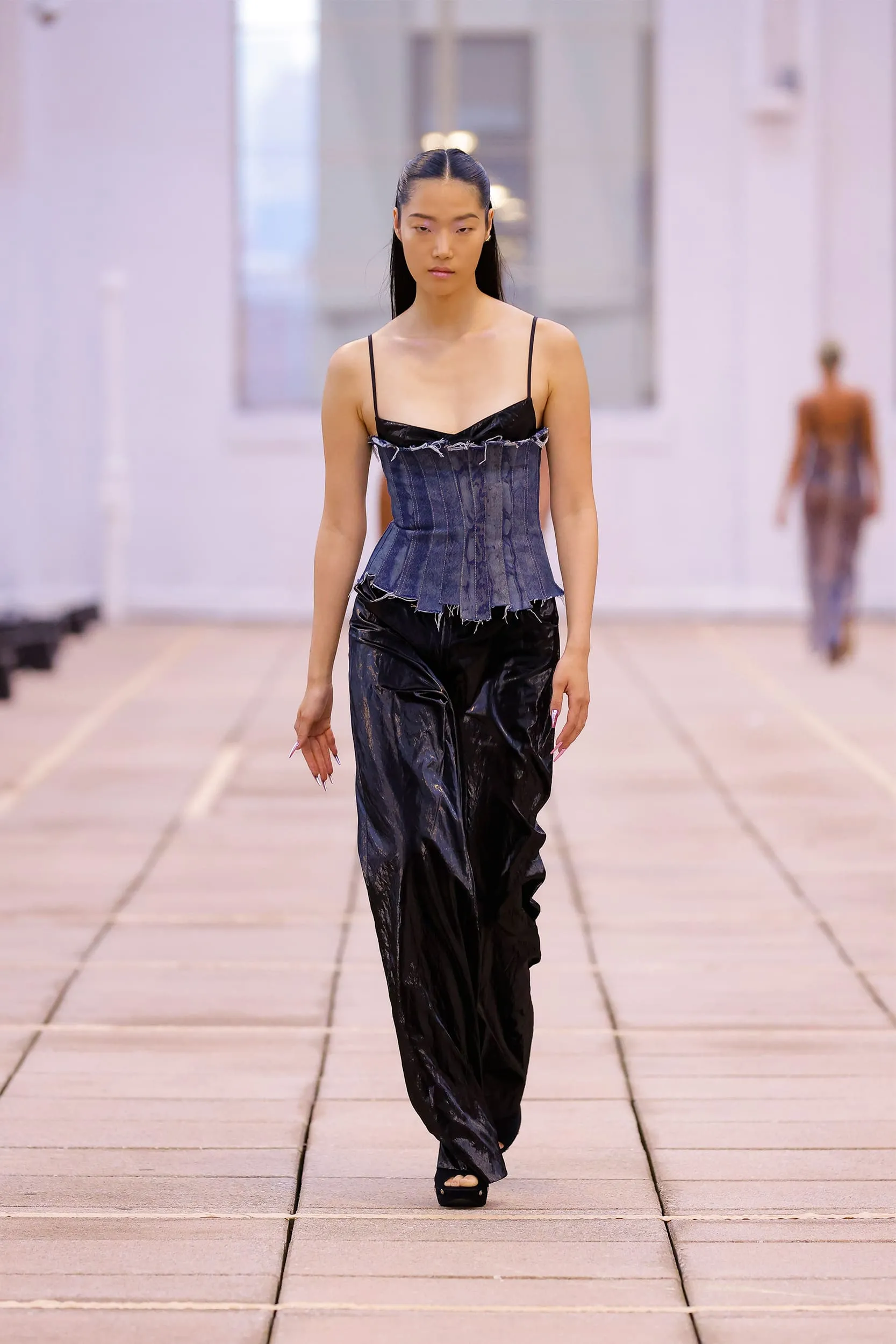 Snake Frayed Paneled Bustier
