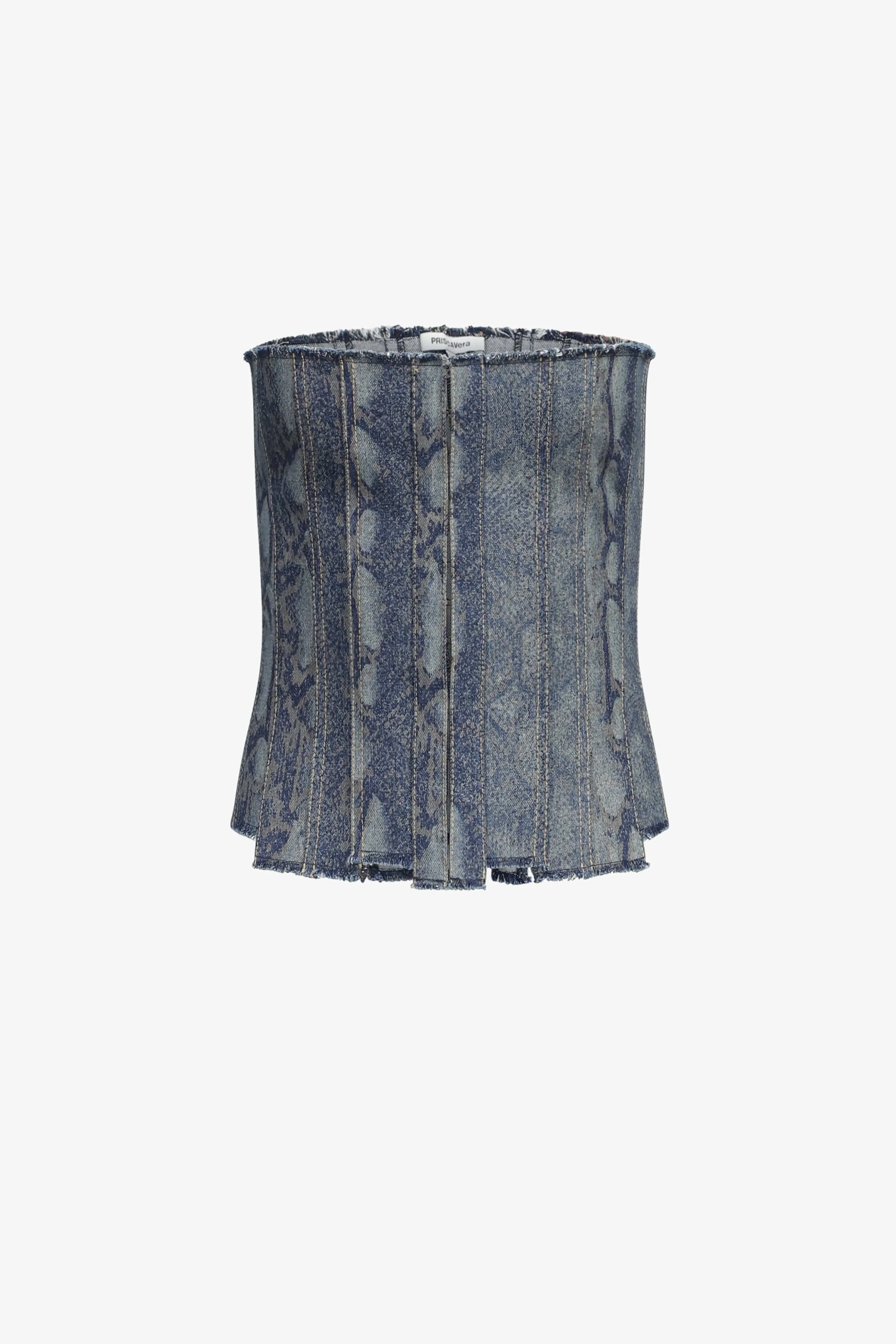 Snake Frayed Paneled Bustier