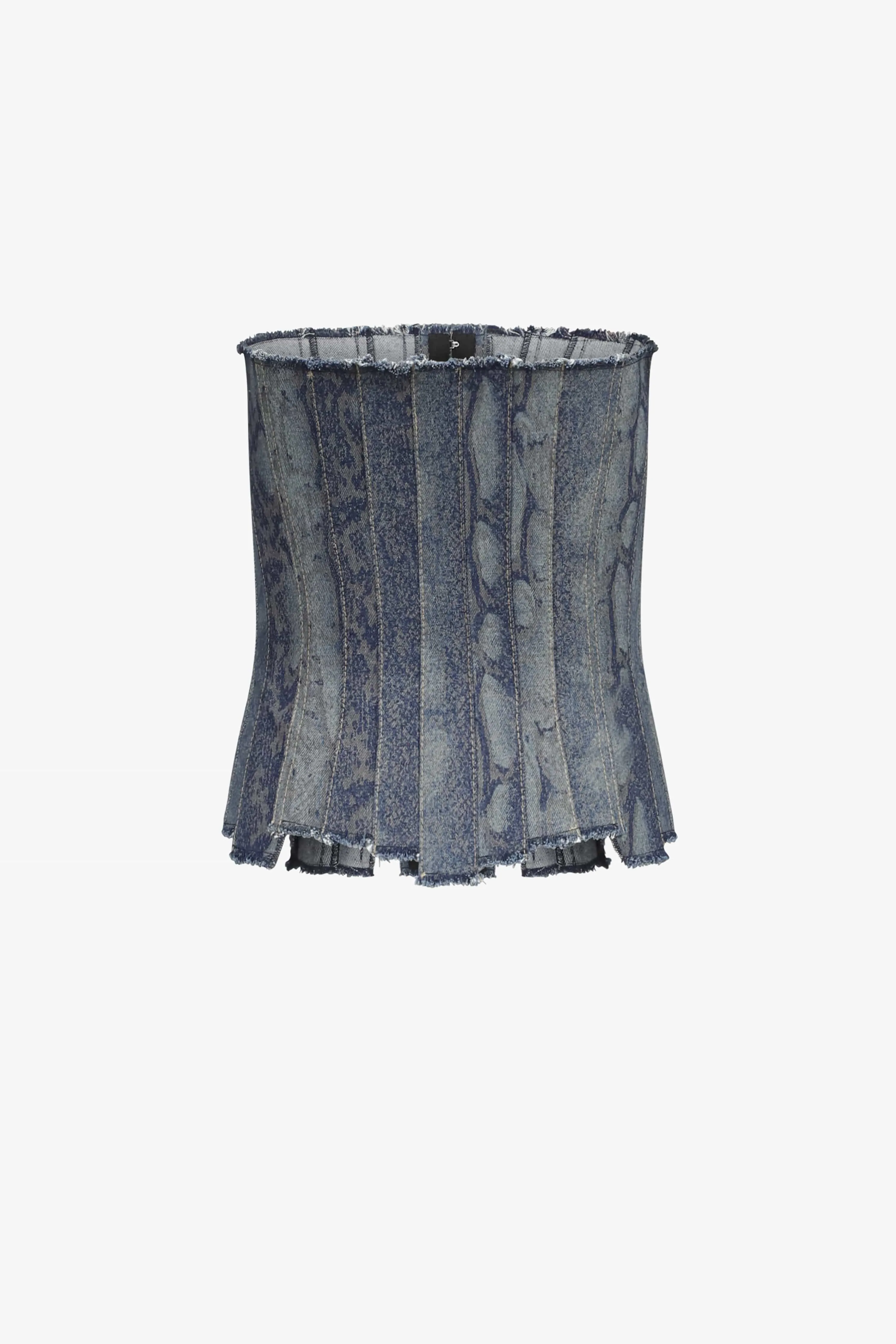 Snake Frayed Paneled Bustier