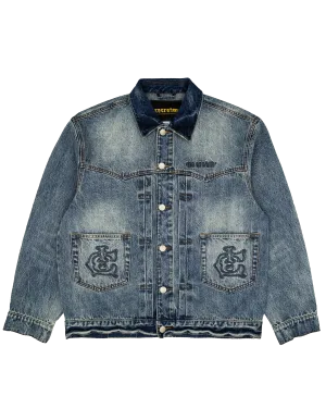 Snake Pattern Running Dog Denim Jacket