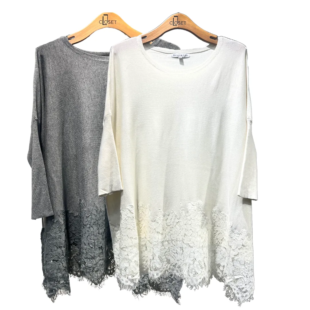 Sophia Tunic Top - Loose Fit Lace Trim