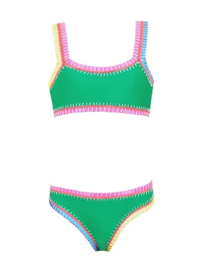 Sporty Rainbow Embroidered Bikini
