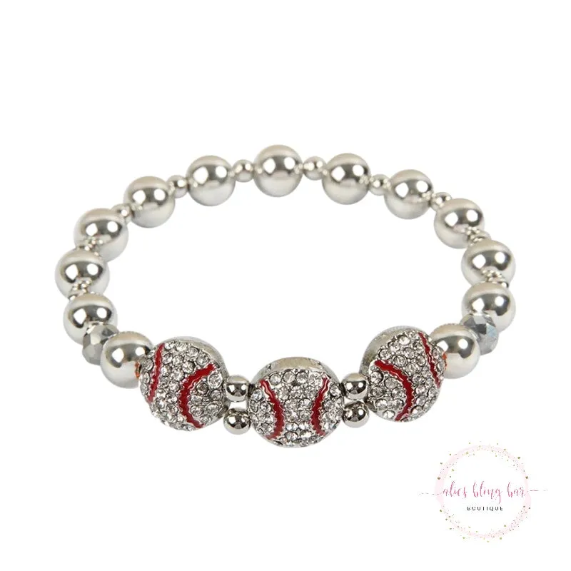 Sporty Sparkle - Baseball Stretch Bracelet