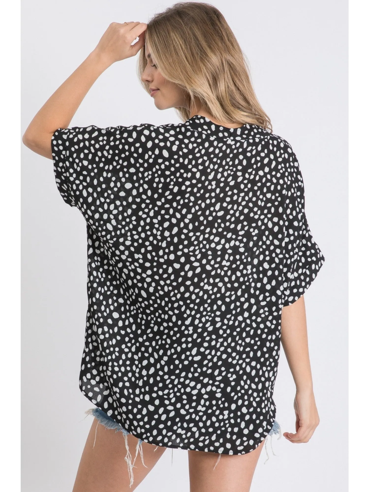 Spotted In Style Flowy Top in Black