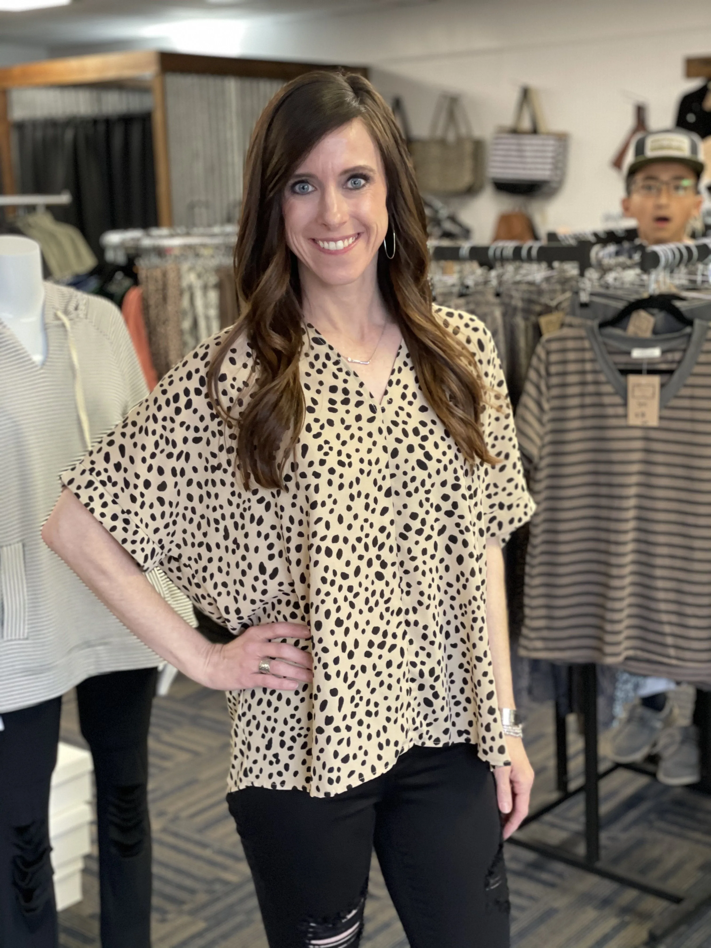 Spotted In Style Flowy Top in Black