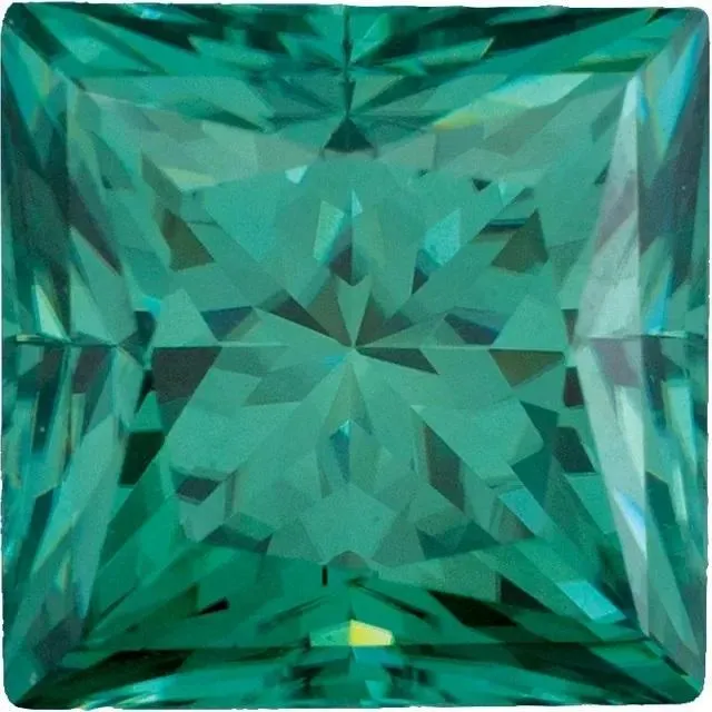 Square Diamond Faceted FAB Green Moissanite Loose Stone