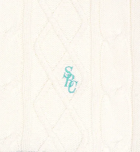 SRC Cableknit Vest - Off White/Caribbean