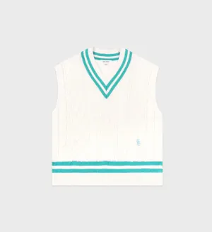 SRC Cableknit Vest - Off White/Caribbean