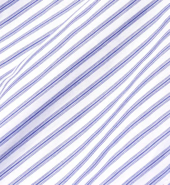 SRC Embroidered Button Down Shirt - White/Blue Stripe Dot